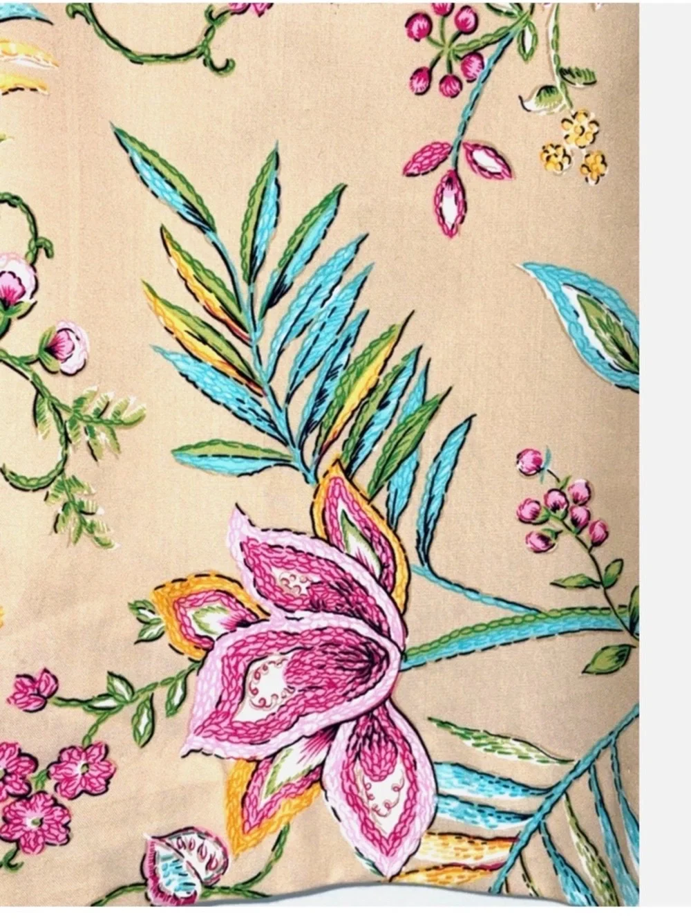 Talbots Petites 2P Floral A-Line Skirt Tropical Tan Pink Teal